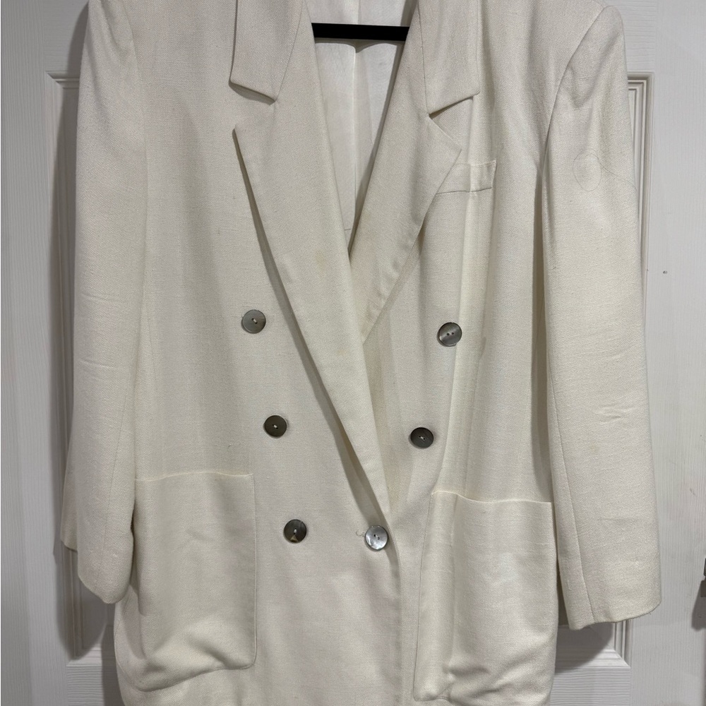 Liz Claiborne Ivory Double-Breasted Blazer Size 12, Like New